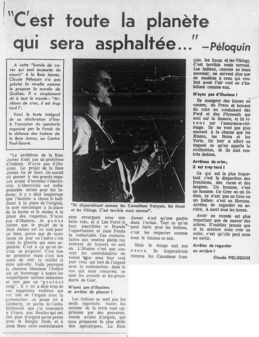 Léo Ferré - La presse, 1884- (Montréal), 16 avril 1973, Cahier C